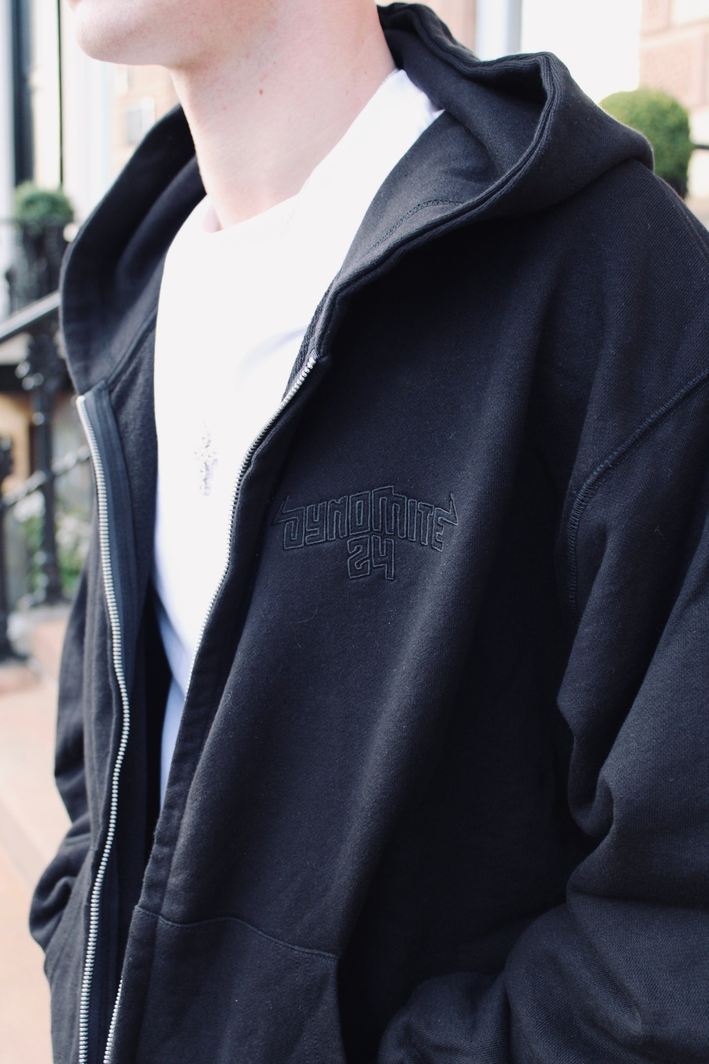 ROCKER HOODIE BLACK ON BLACK DOUBLE ZIP