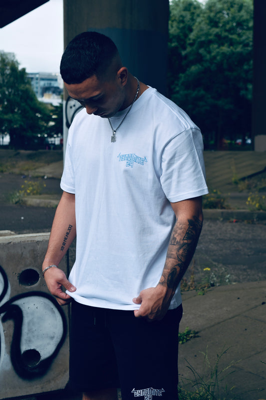 CHAIN LINK T-SHIRT - WHTE LIGHT BLUE