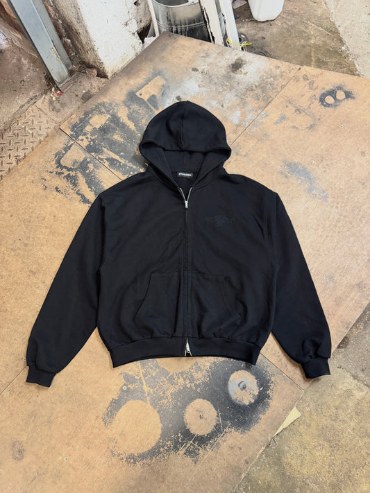 ROCKER HOODIE BLACK ON BLACK DOUBLE ZIP