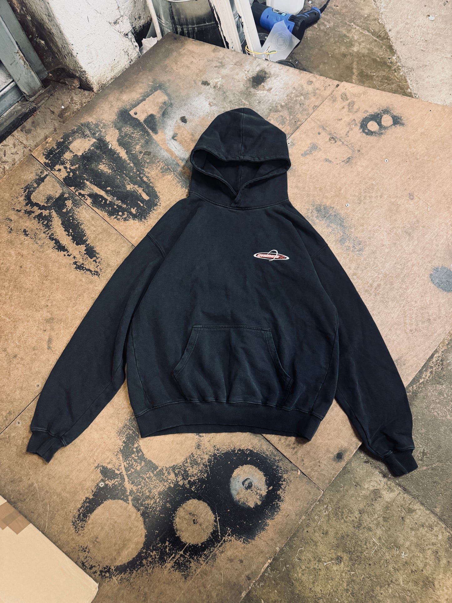 RED INTERSTELLAR HOODIE- FADED GREY