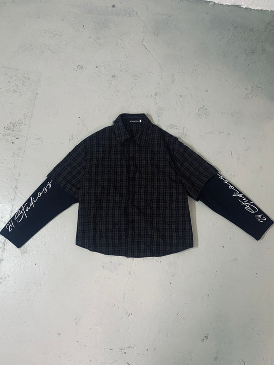 DOUBLE LAYER LONG SLEEVE SHIRT - BLACK