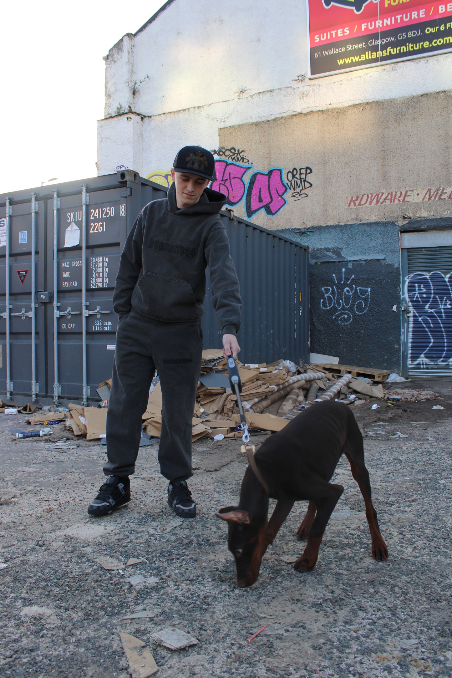 STATEMENT SWEATSUIT - WASHED GREY + BLACK