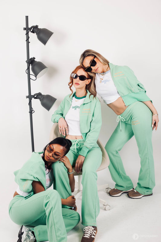 WMNS Waffle Knit Petite Tracksuit - Mint Green